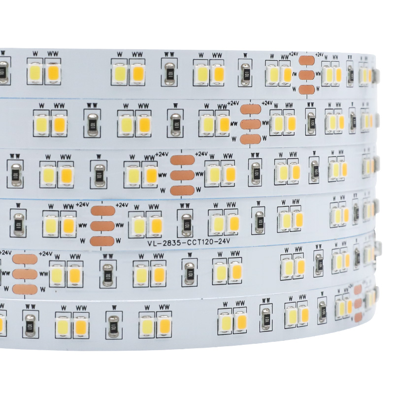 DC12V/24V 2835SMD 600LEDs Flexible LED Strips - Color Temperature Pure White+Warm White Series